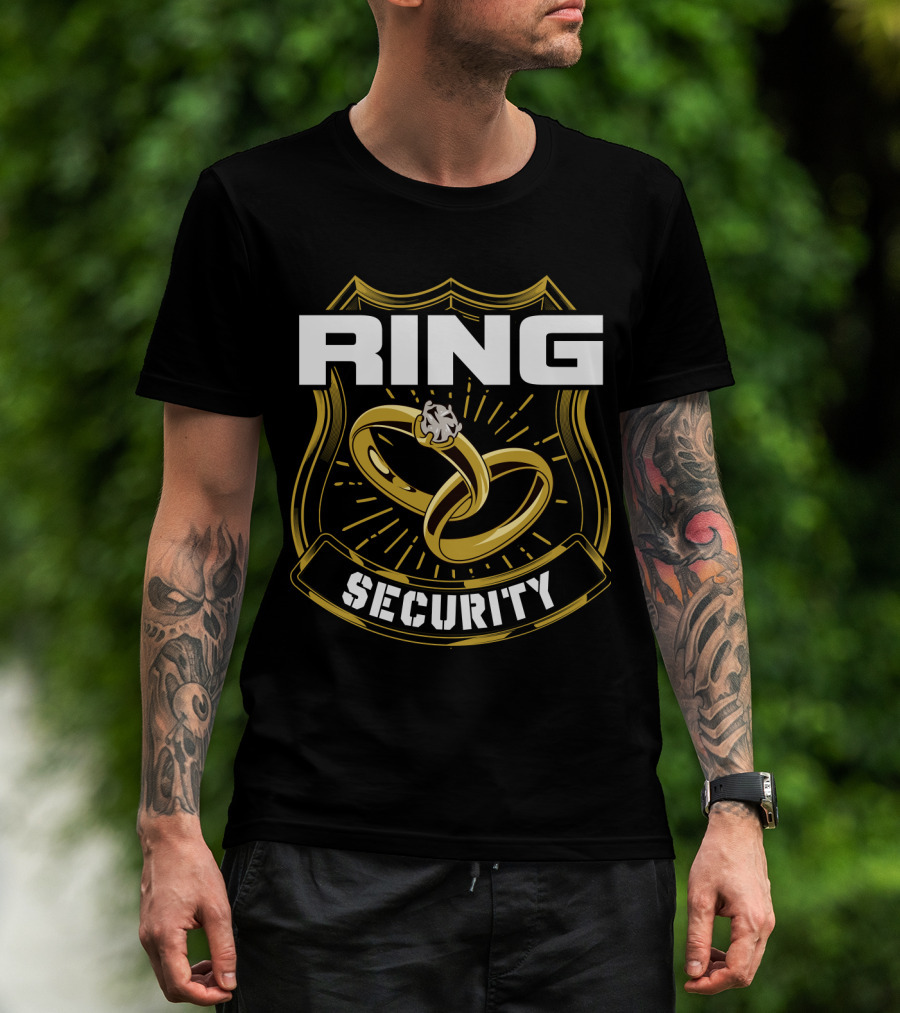 Ring Security Wedding Party Badge With Gold Rings T-Shirt