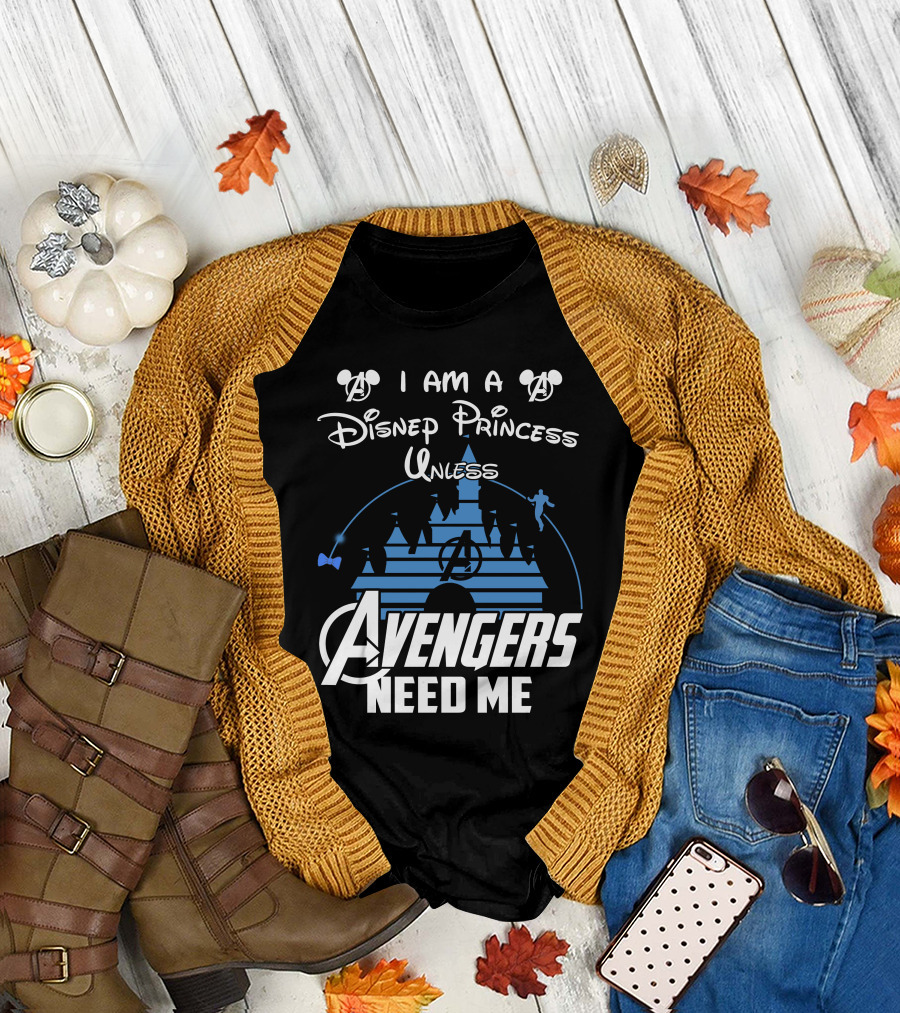 I Am A Disney Princess Unless Avengers Need Me Mickey Marvel Castle T-Shirt