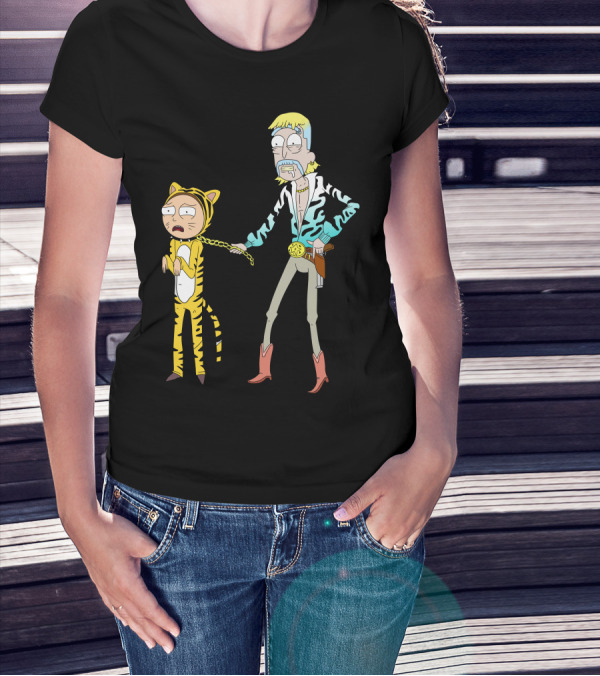 Rick And Morty Joe Exotic Tiger King Parody Character Mashup T-Shirt