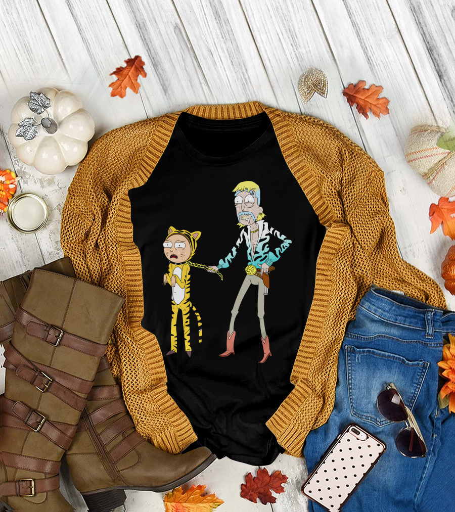 Rick And Morty Joe Exotic Tiger King Parody Character Mashup T-Shirt