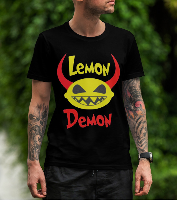 Lemon Demon Smiling Yellow Face With Red Horns T-Shirt