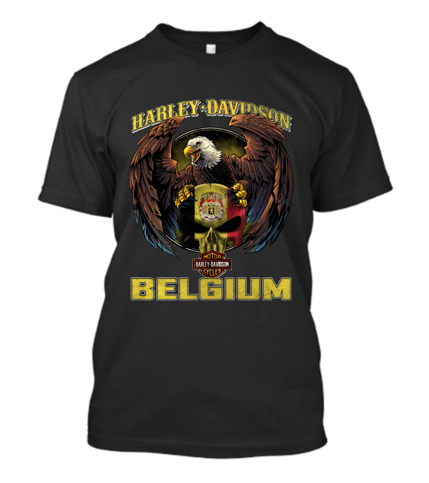 Harley Davidson Belgium Eagle Crest Badge T-Shirt