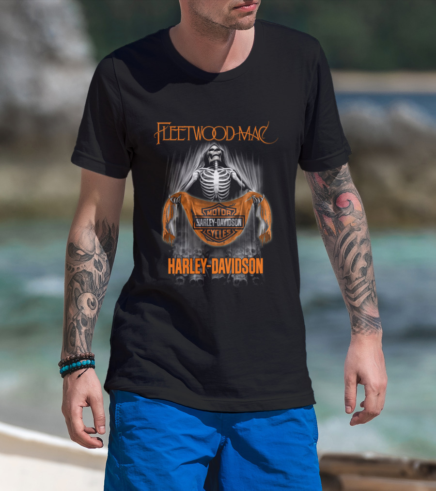 Fleetwood Mac Harley Davidson Motor Cycles Skeleton T-Shirt