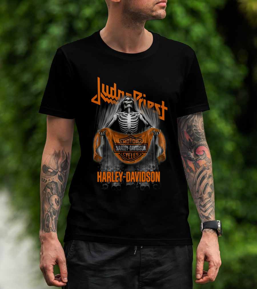 Judas Priest Harley Davidson Skeleton Motör Cycles T-Shirt