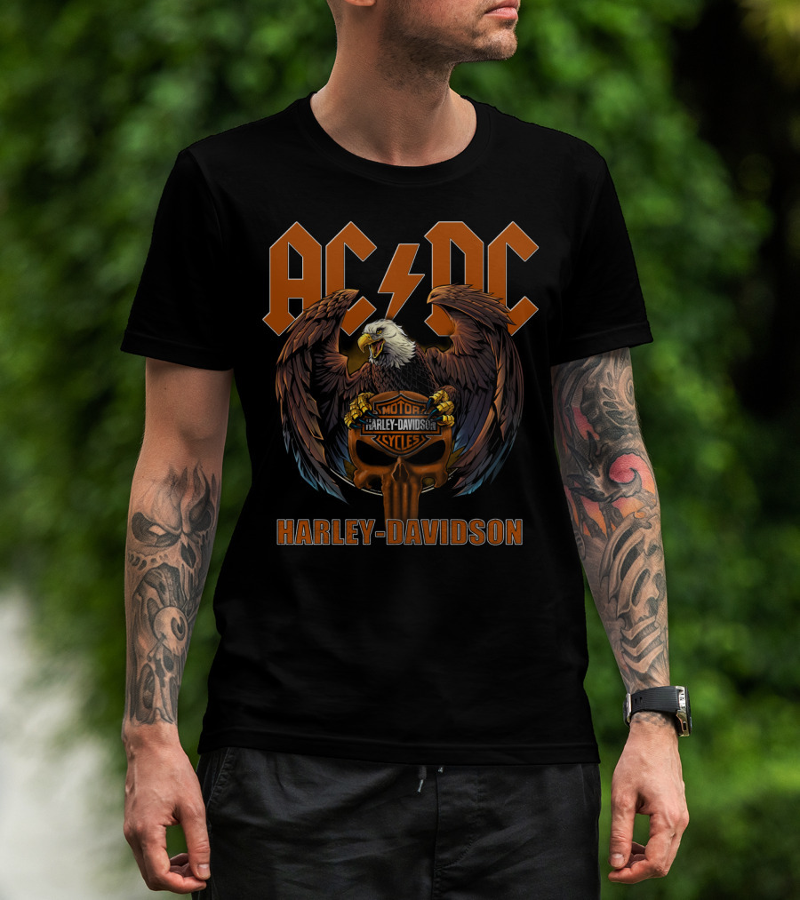 Acdc Harley Davidson Motor Cycles Eagle T-Shirt