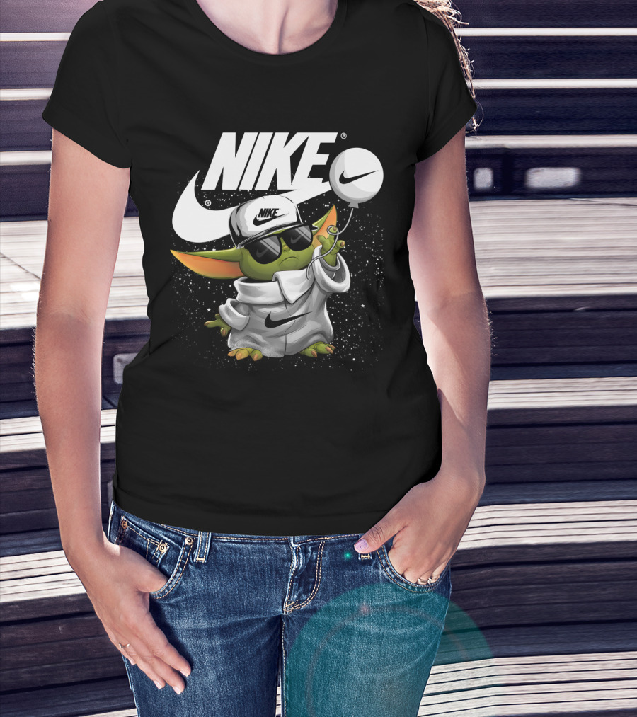 Nike Baby Yoda With Sunglasses And Balloon T-Shirt