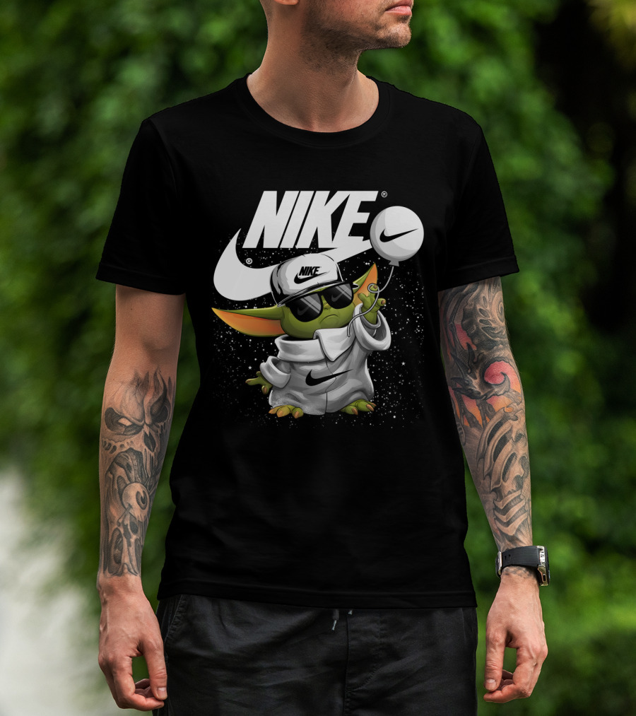 Nike Baby Yoda With Sunglasses And Balloon T-Shirt