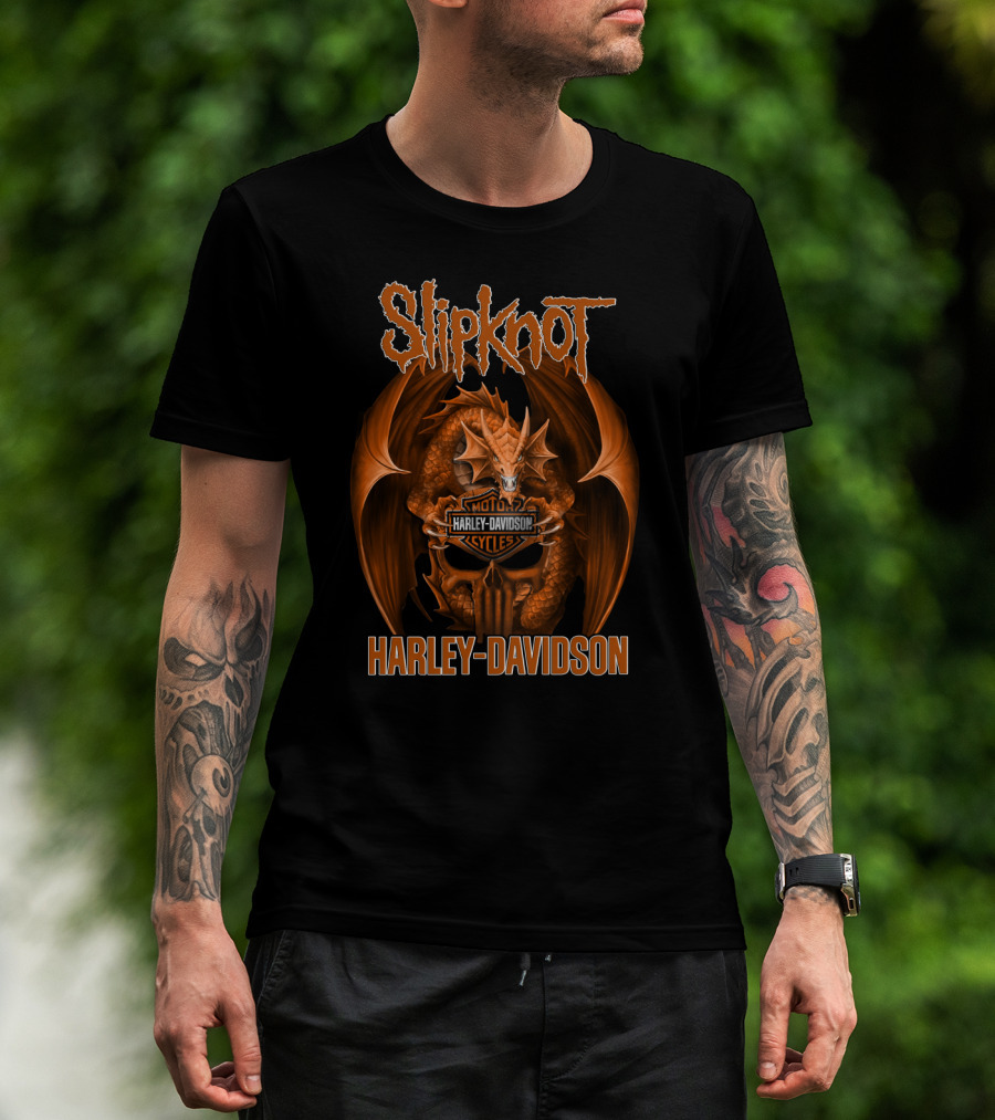 Slipknot Harley Davidson Cycles Dragon Skull T-Shirt