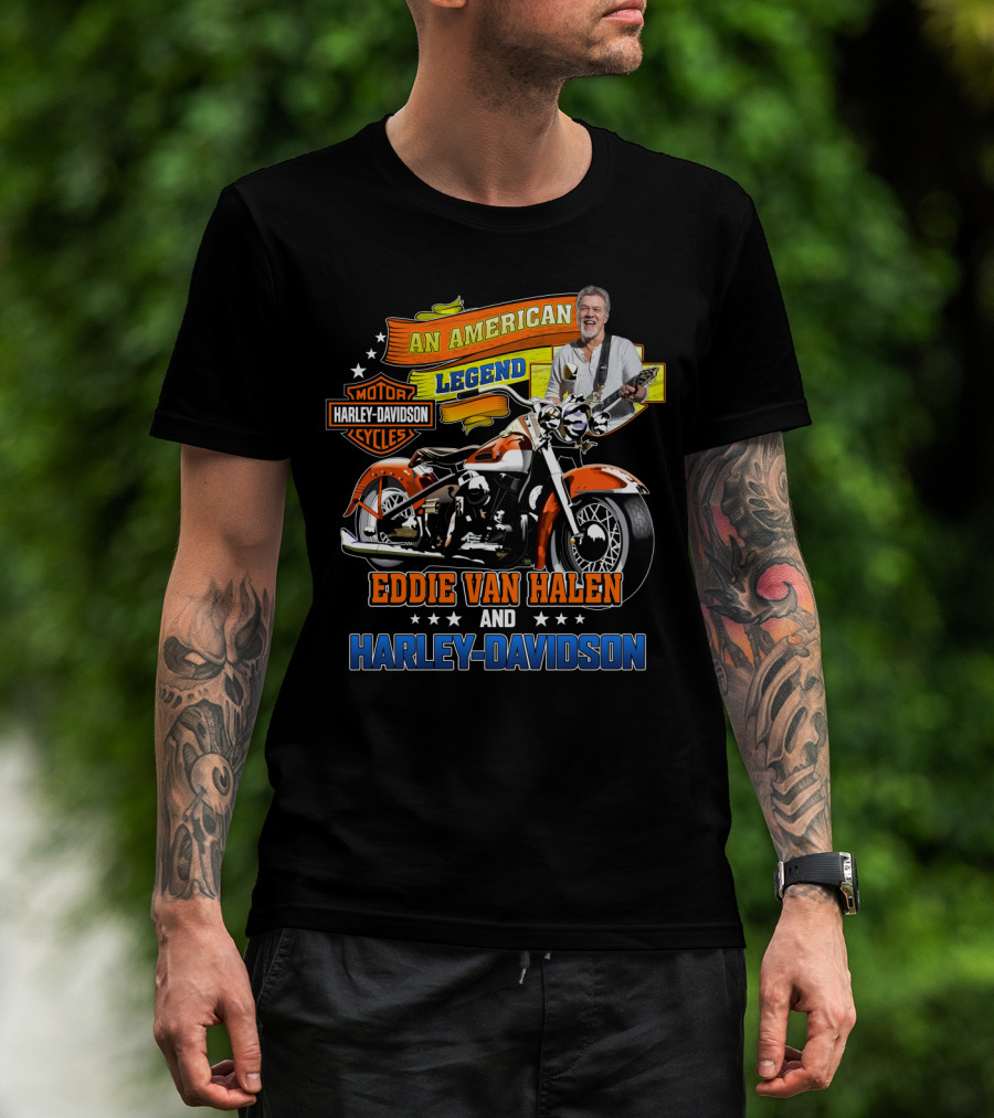 An American Legend Eddie Van Halen And Harley Davidson Cycles T-Shirt