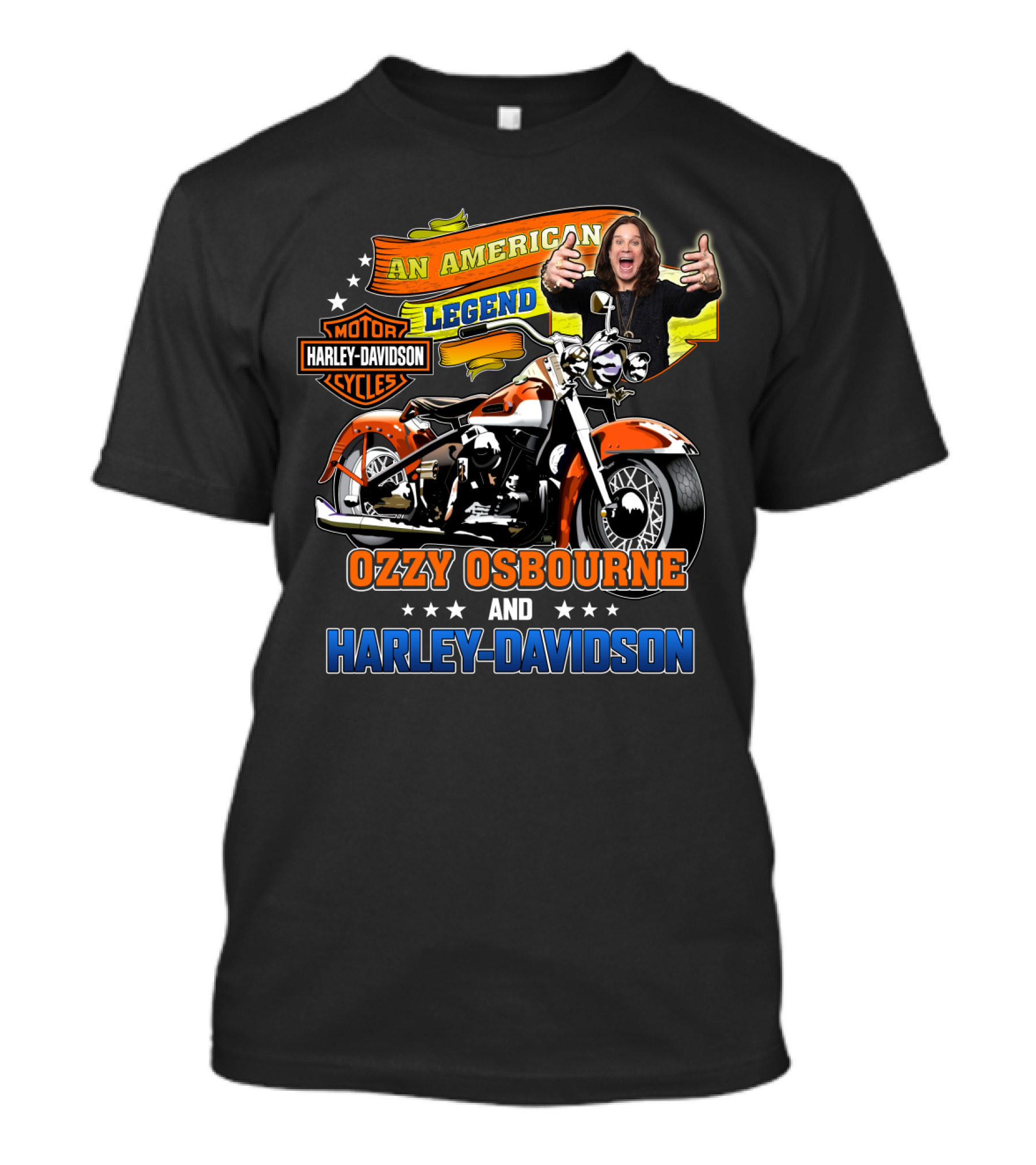 An American Legend Ozzy Osbourne And Harley Davidson Motor Cycles T-Shirt