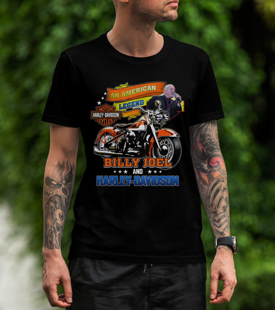 An American Legend Billy Joel And Harley Davidson T-Shirt