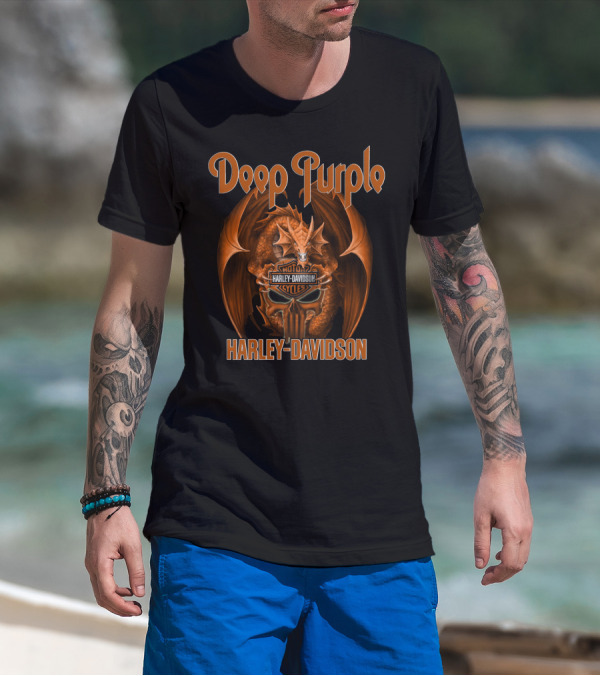 Deep Purple Harley Davidson Motorcycles Dragon T-Shirt