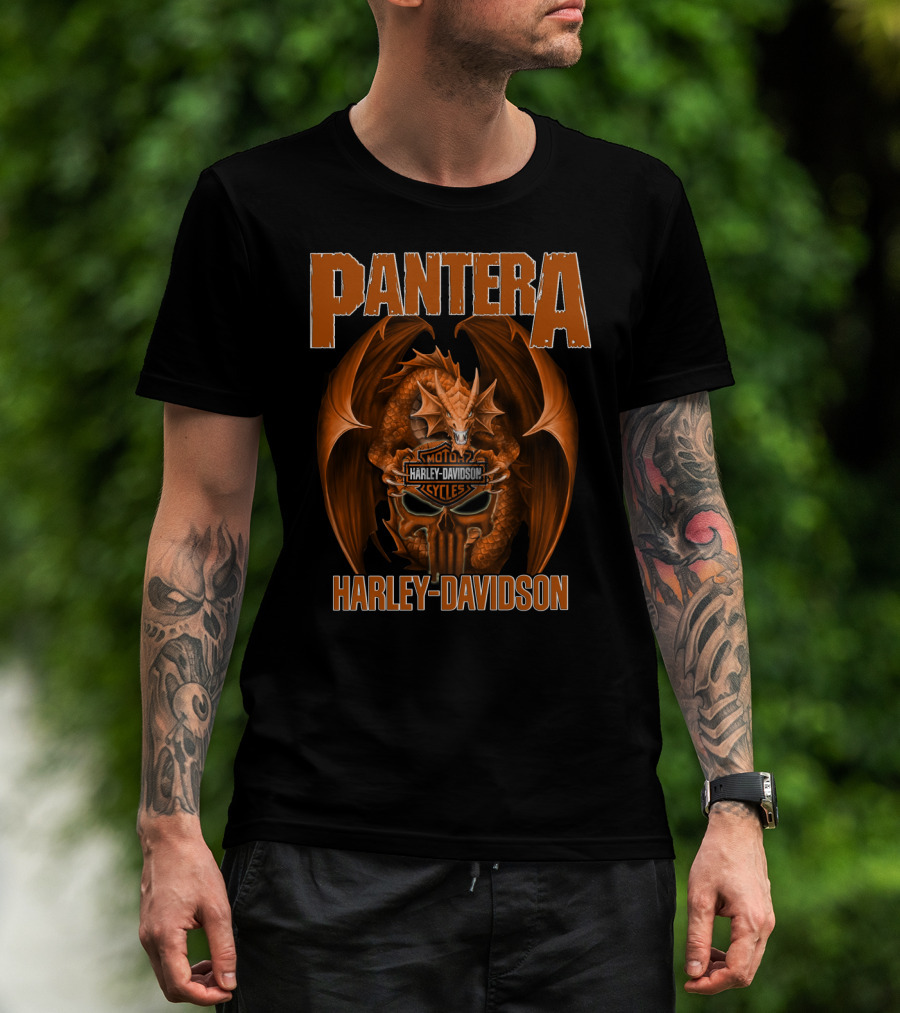 Pantera Harley Davidson Motorcycle Cycles Dragon T-Shirt