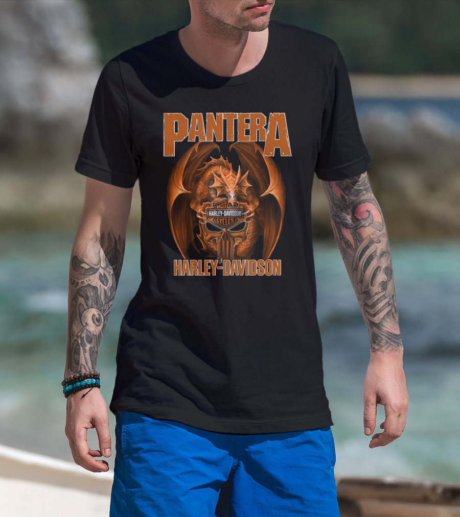 Pantera Harley Davidson Motorcycle Cycles Dragon T-Shirt