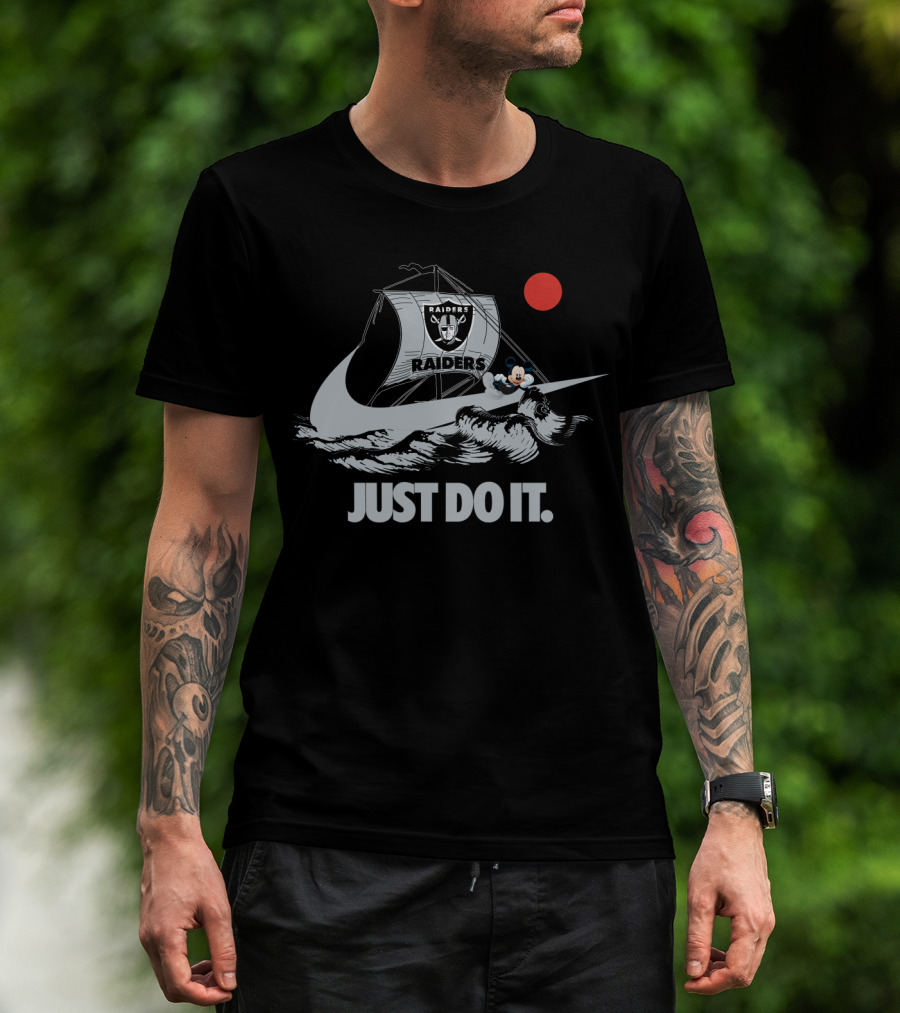 Just Do It Raiders Ship With Cartoon Mouse And Red Sun T-Shirt