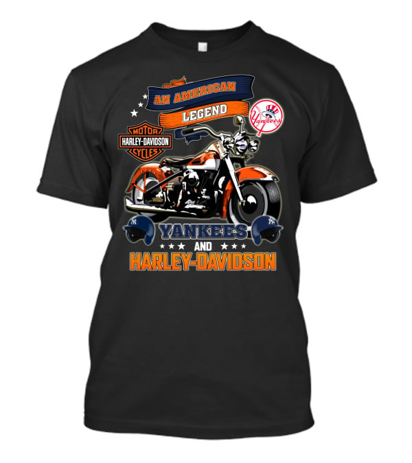 An American Legend Yankees And Harley Davidson T-Shirt