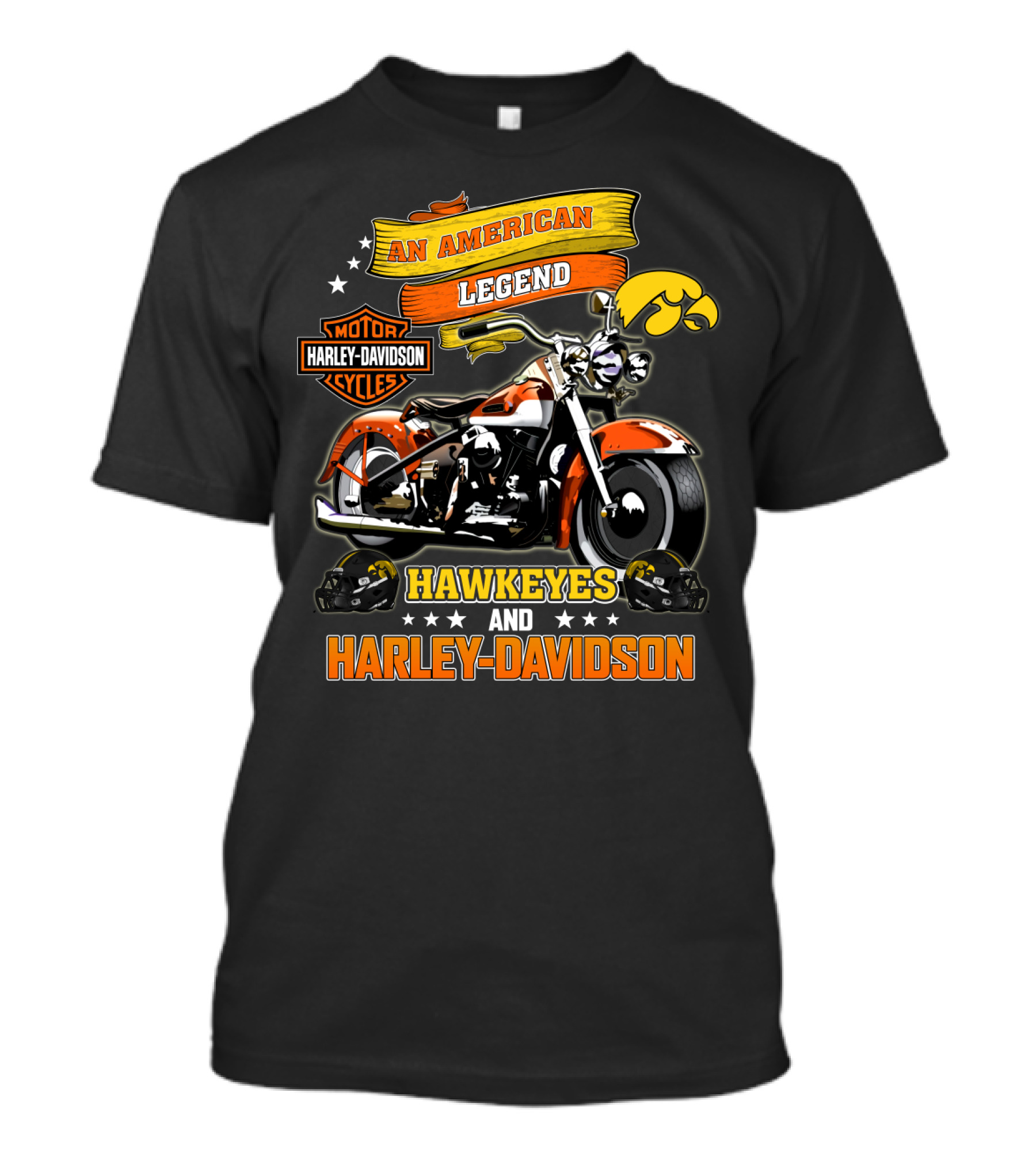 An American Legend Hawkeyes And Harley Davidson T-Shirt