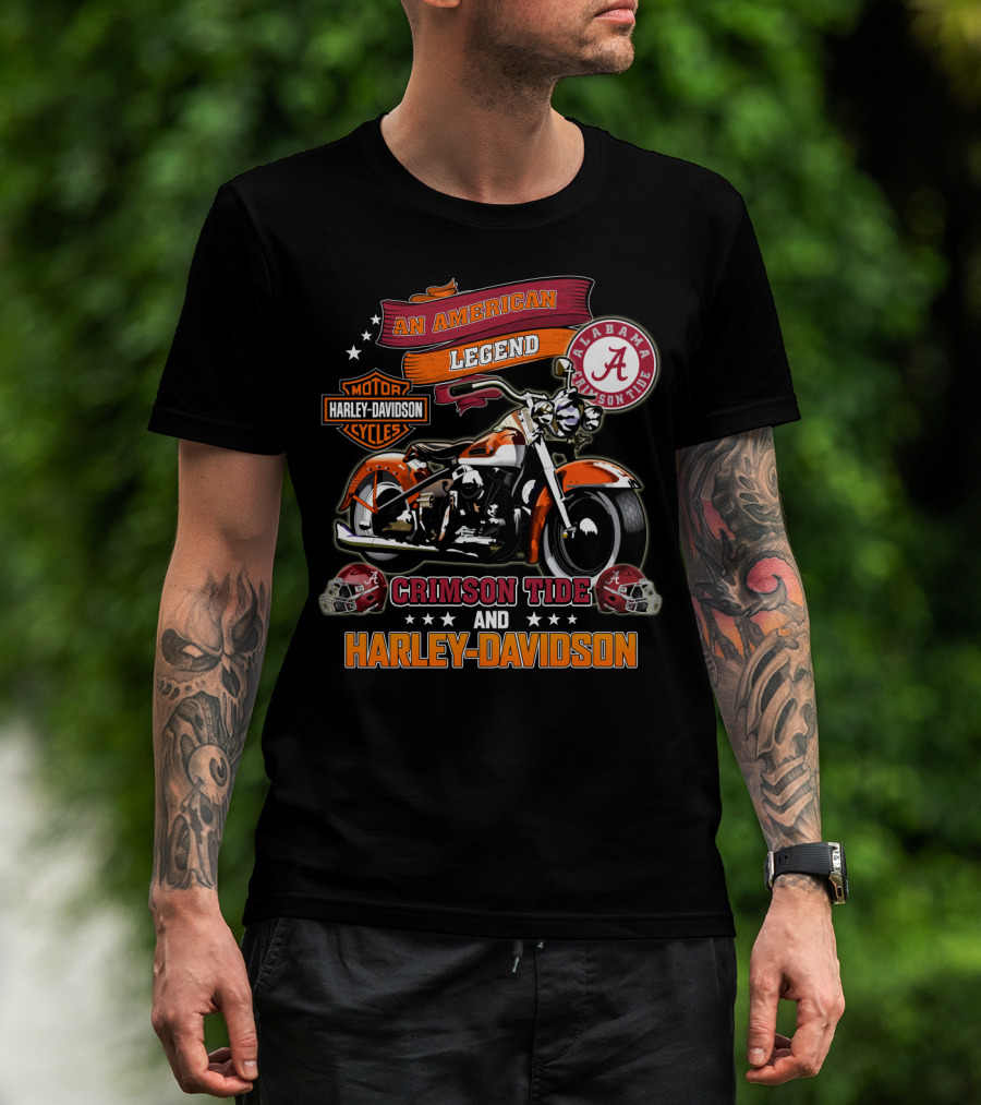 Alabama Crimson Tide An American Legend Harley Davidson Motorcycles T-Shirt