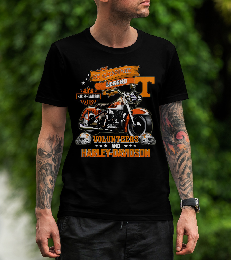 Tennessee Volunteers An American Legend Volunteers And Harley Davidson T-Shirt