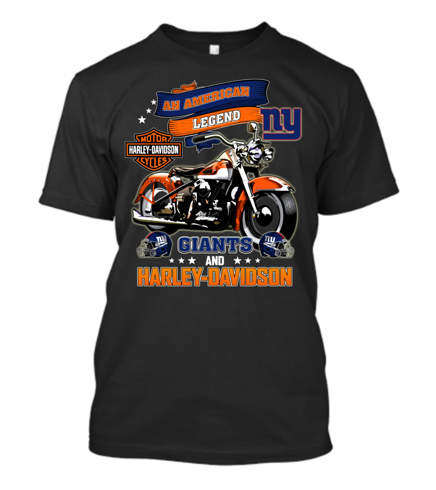 An American Legend New York Giants And Harley Davidson T-Shirt