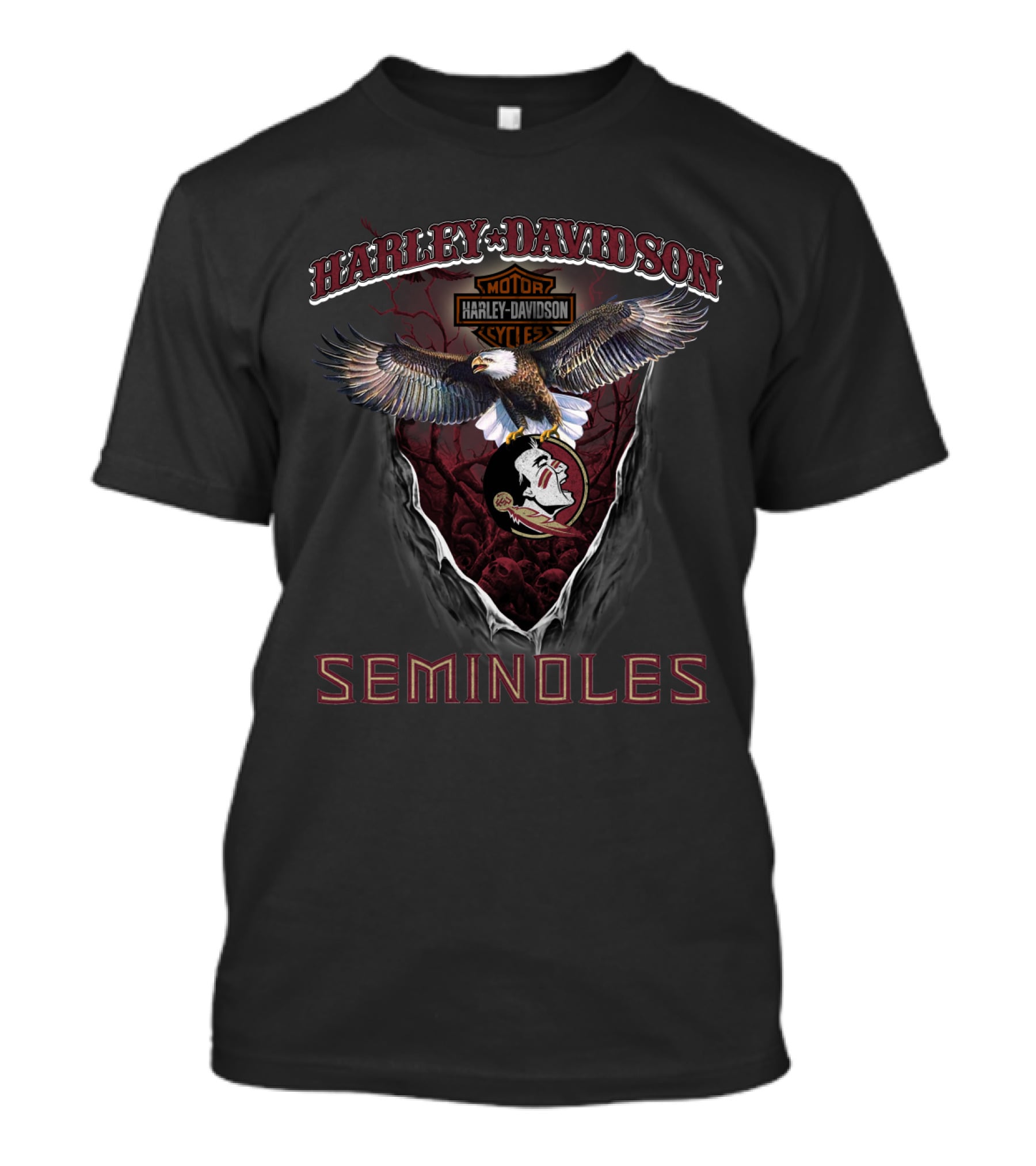 Harley Davidson Motor Cycles Eagle Florida State Seminoles T-Shirt