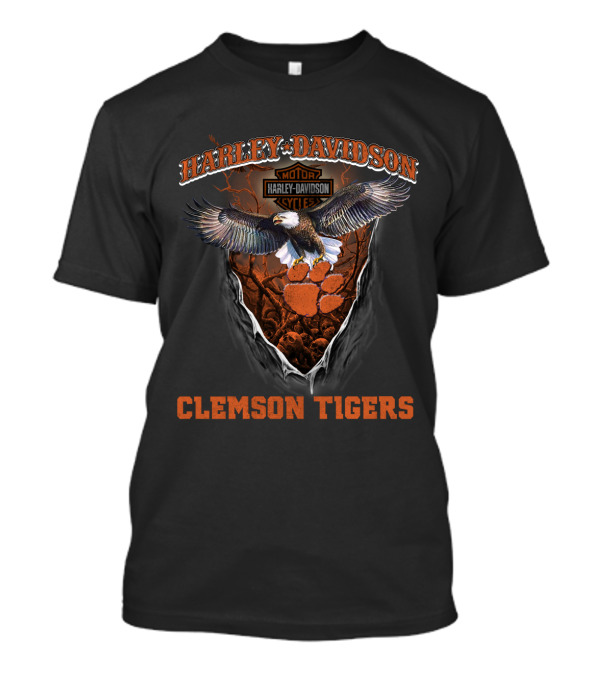 Harley Davidson Clemson Tigers Bald Eagle Paw T-Shirt