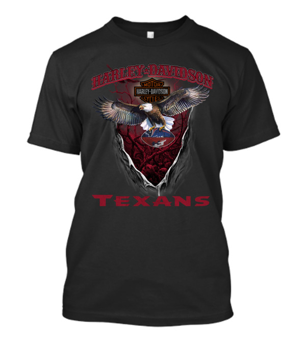 Harley Davidson Motor Cycle Eagle Texans Nfl Houston T-Shirt