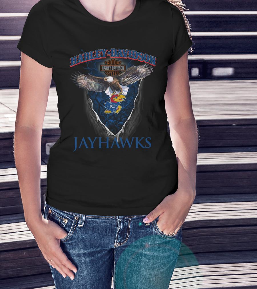 Harley Davidson Ku Jayhawks Eagle Moto T-Shirt