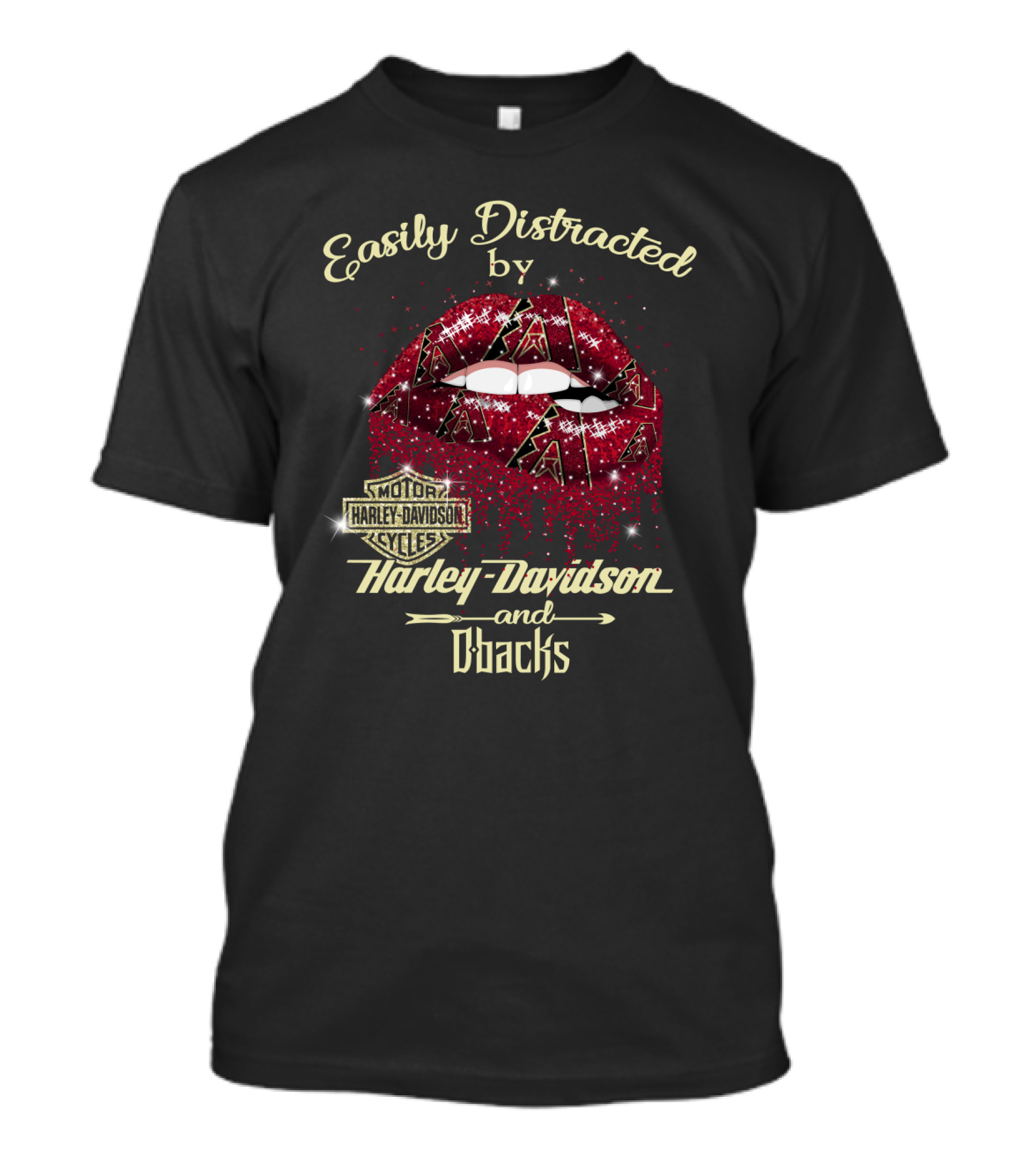 Easily Distracted By Harley Davidson And D'backs Arizona Diamondbacks T-Shirt
