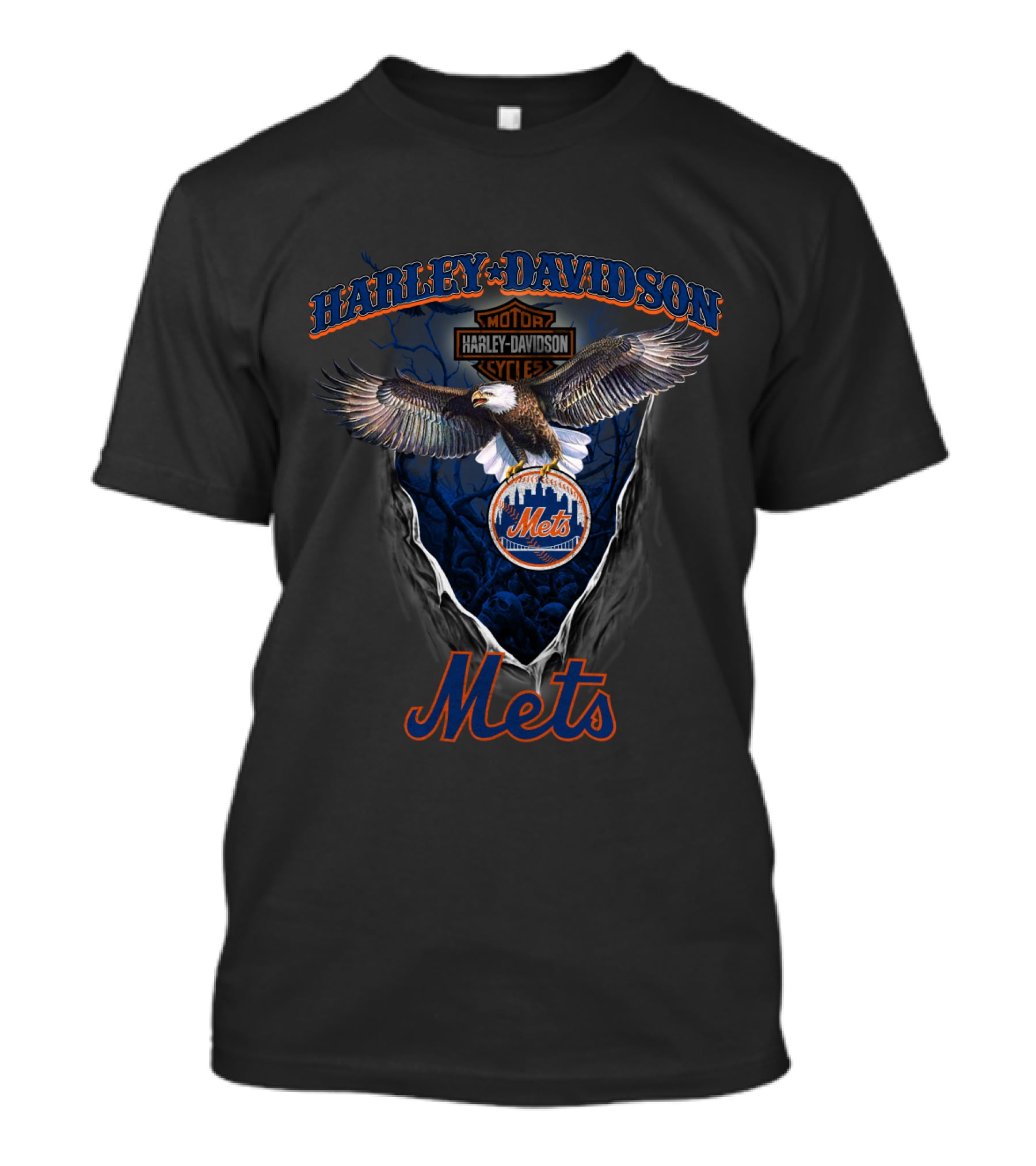 Harley Davidson Motor Cycles Mets Eagle New York T-Shirt