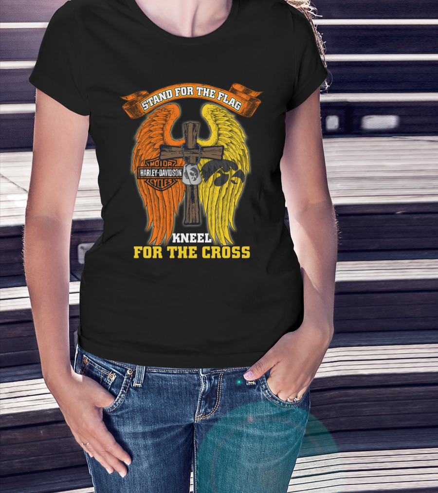 Stand For The Flag Kneel For The Cross Harley Davidson Iowa Hawkeyes T-Shirt