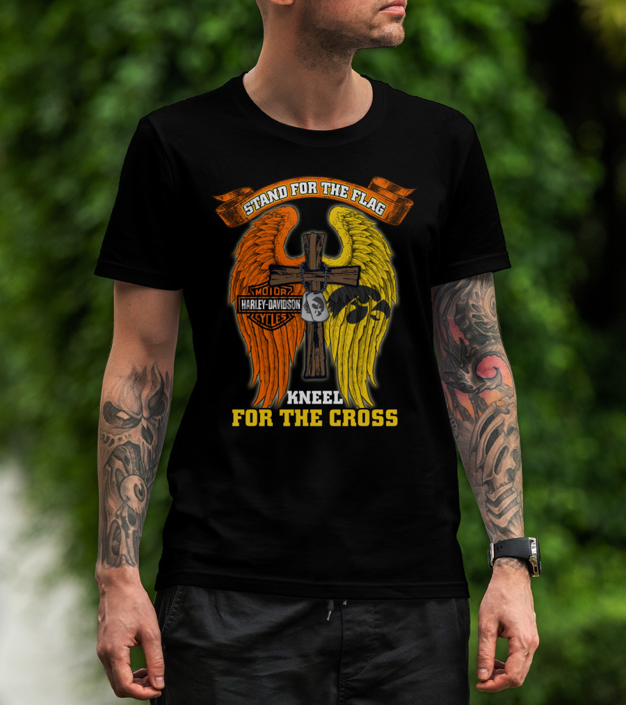 Stand For The Flag Kneel For The Cross Harley Davidson Iowa Hawkeyes T-Shirt