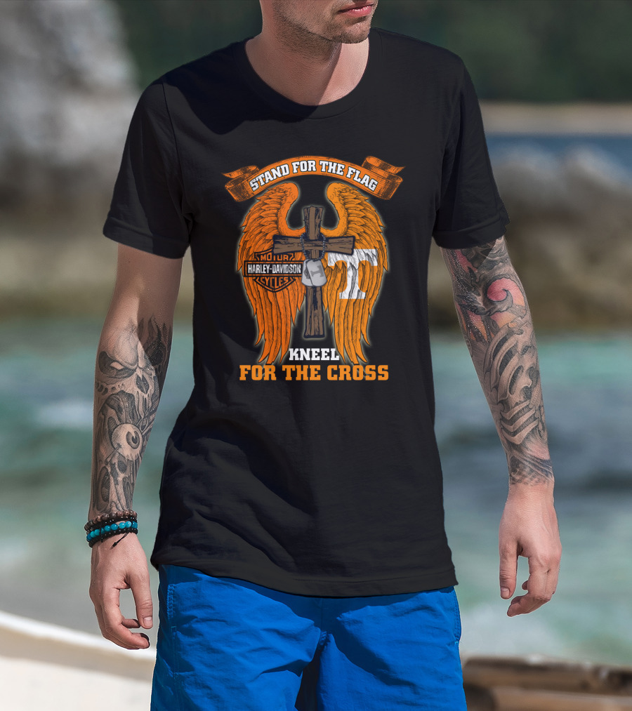 Harley Davidson Tennessee Volunteers Stand For The Flag Kneel For The Cross T-Shirt