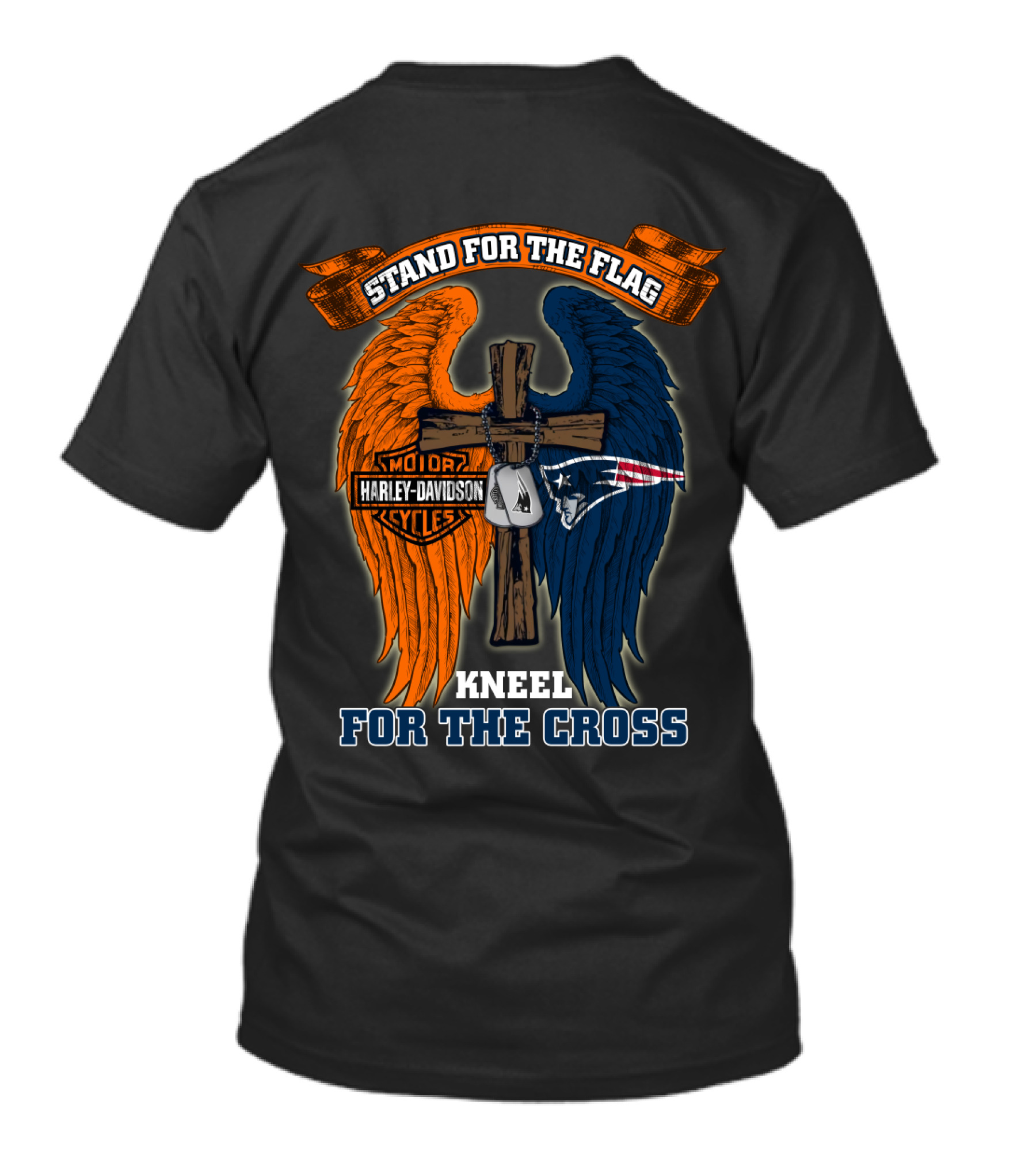 Stand For The Flag Kneel For The Cross Harley Davidson New England Patriots T-Shirt