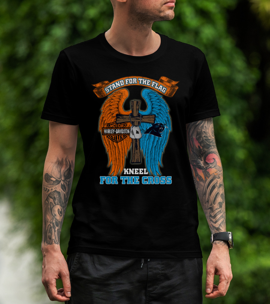 Stand For The Flag Kneel For The Cross Harley Davidson Carolina Panthers T-Shirt