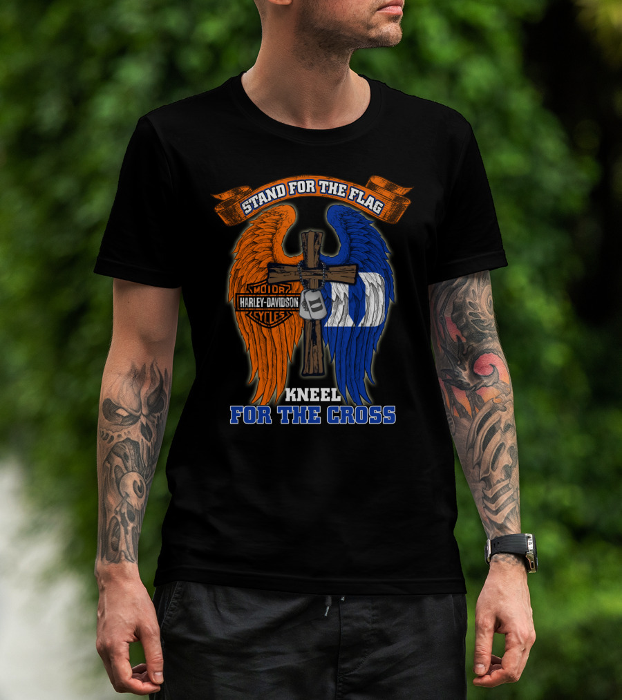 Stand For The Flag Kneel For The Cross Harley Davidson Duke Blue Devils T-Shirt