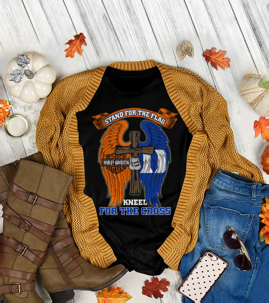 Stand For The Flag Kneel For The Cross Harley Davidson Duke Blue Devils T-Shirt