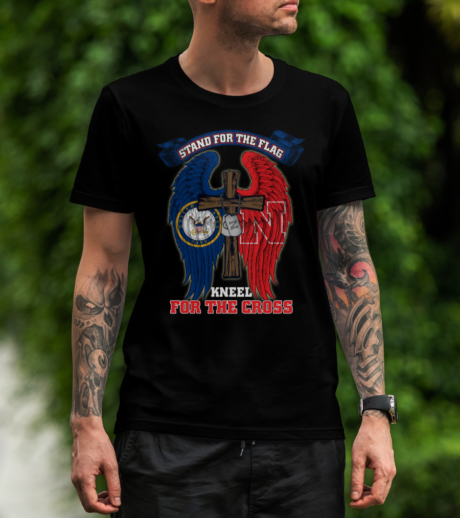 Stand For The Flag Kneel For The Cross Us Navy Nebraska Cornhuskers T-Shirt