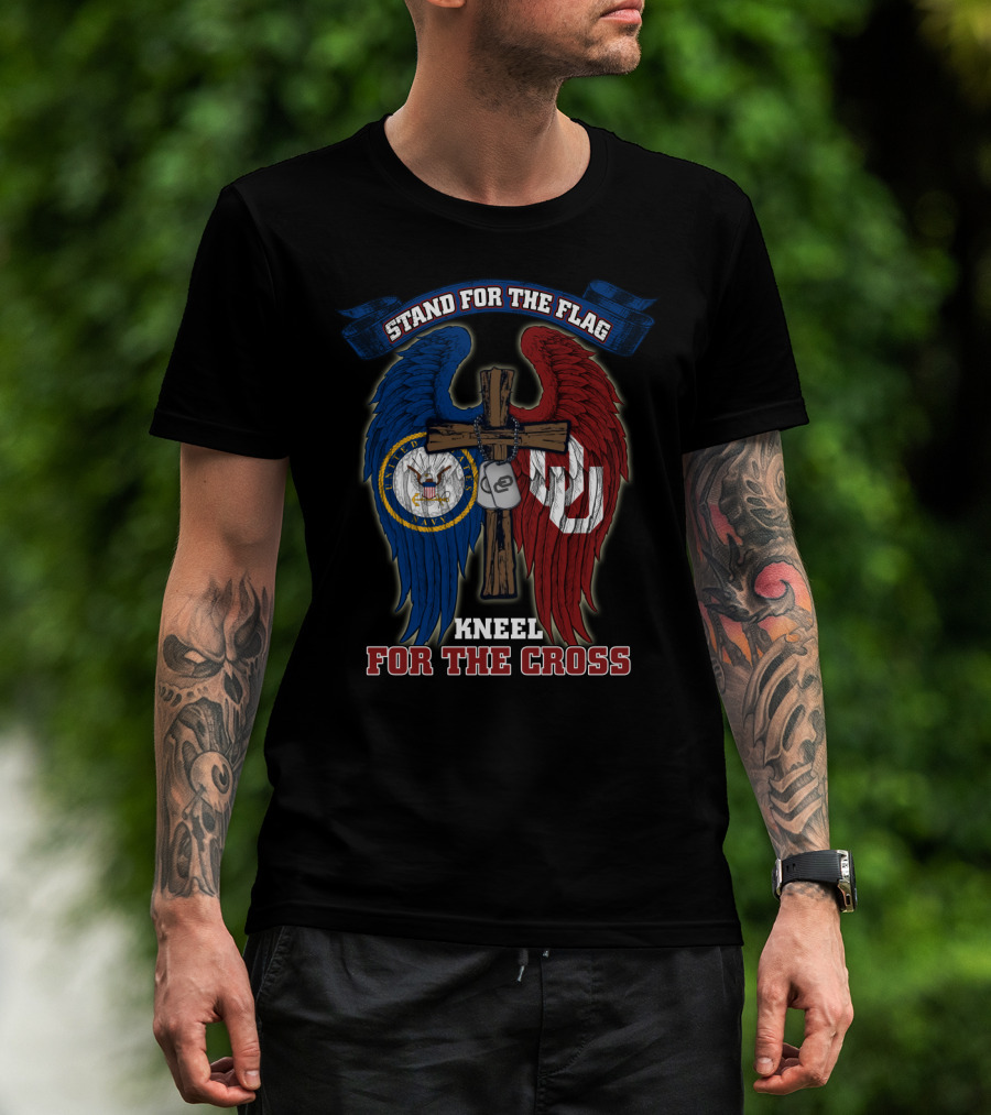 Stand For The Flag Kneel For The Cross Us Navy Oklahoma Sooners T-Shirt