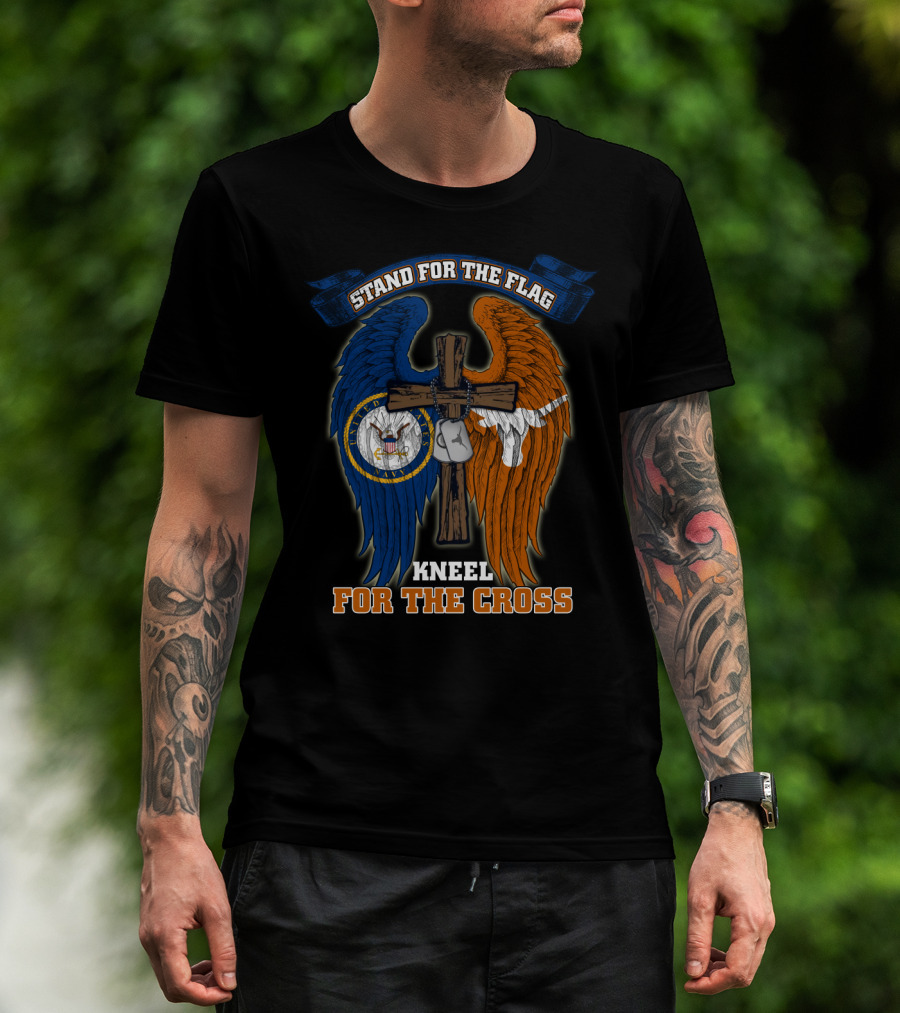 Stand For The Flag Kneel For The Cross Us Navy Texas Longhorns T-Shirt