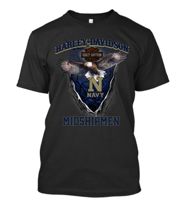Harley Davidson Motor Cycles Navy Midshipmen T-Shirt