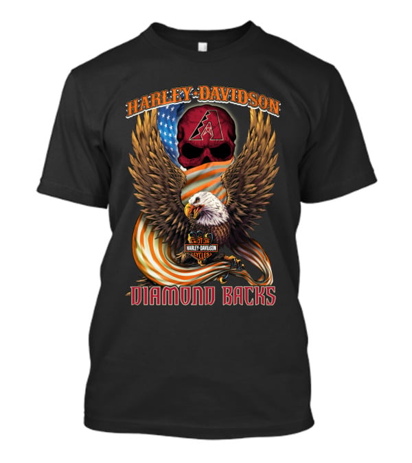 Harley Davidson Arizona Diamondbacks Eagle Usa Flag Skulls T-Shirt