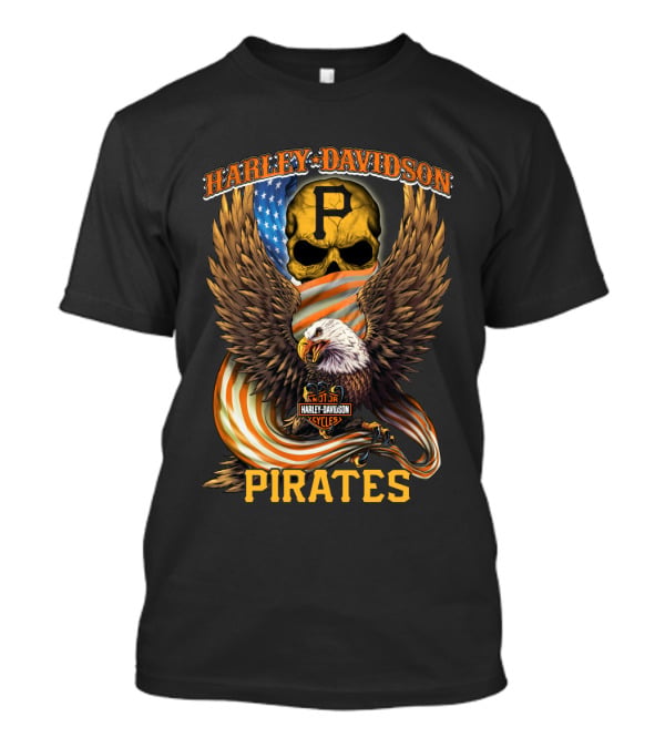Harley Davidson Cycles Pittsburgh Pirates Eagle Skull T-Shirt