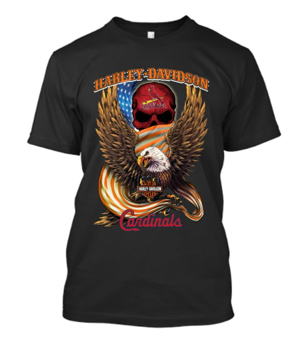 Harley Davidson St Louis Cardinals Cycles Eagle Flag T-Shirt