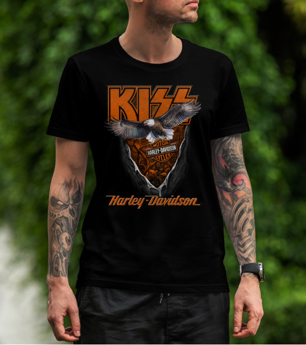 Kiss Harley Davidson Motorcycles Bald Eagle T-Shirt