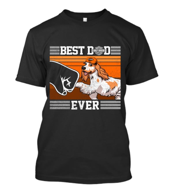 Best Dad Ever Motor Harley English Cocker Spaniel Cycles T-Shirt