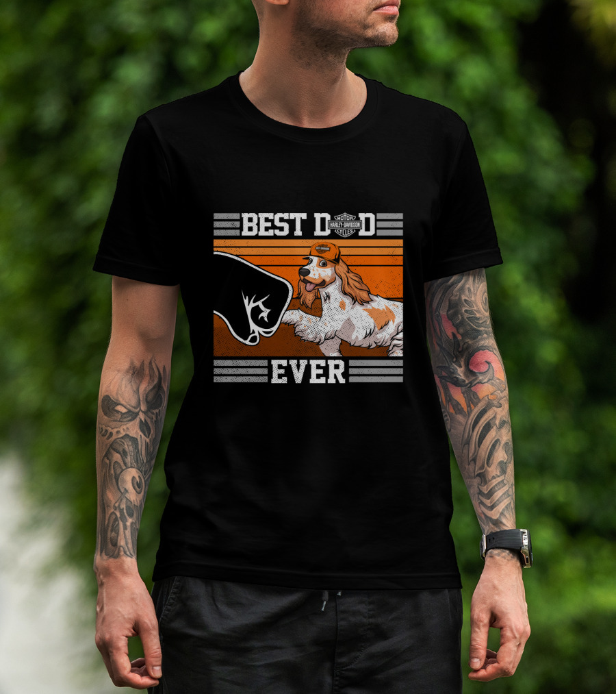 Best Dad Ever Motor Harley English Cocker Spaniel Cycles T-Shirt