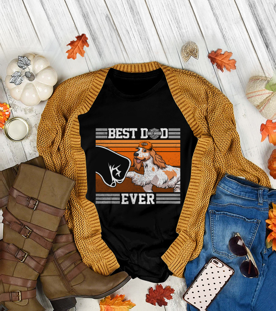 Best Dad Ever Motor Harley English Cocker Spaniel Cycles T-Shirt