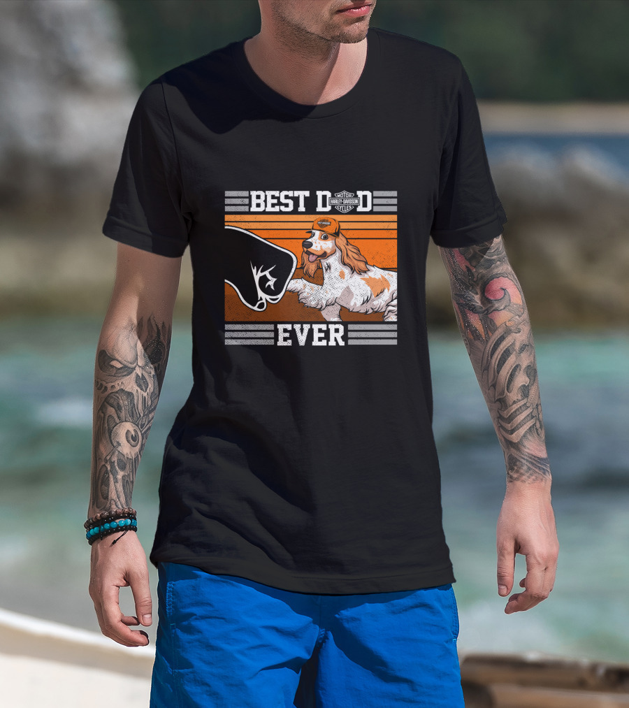 Best Dad Ever Motor Harley English Cocker Spaniel Cycles T-Shirt