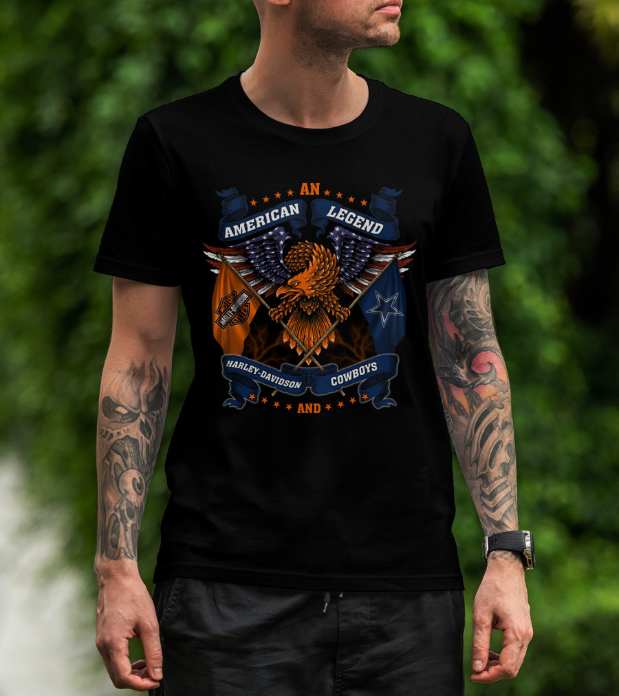 An American Legend Harley Davidson And Cowboys T-Shirt
